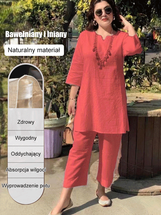 【40 – 100 kg】 [40 – 100 libier] Letný oblek z bavlny a ľanu v etnickom štýle 