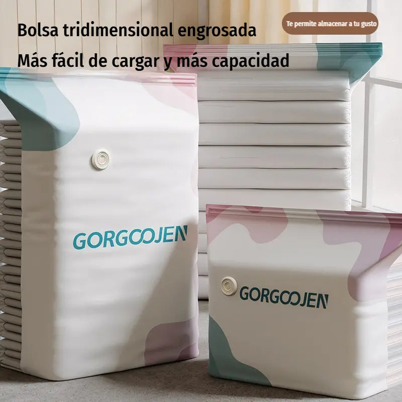 🧳 5 artículos 💨 Bolsa de almacenamiento al vacío grande y compresible: no requiere bomba, es a prueba de fugas e ideal para ahorrar espacio en maletas y en casa ✈️