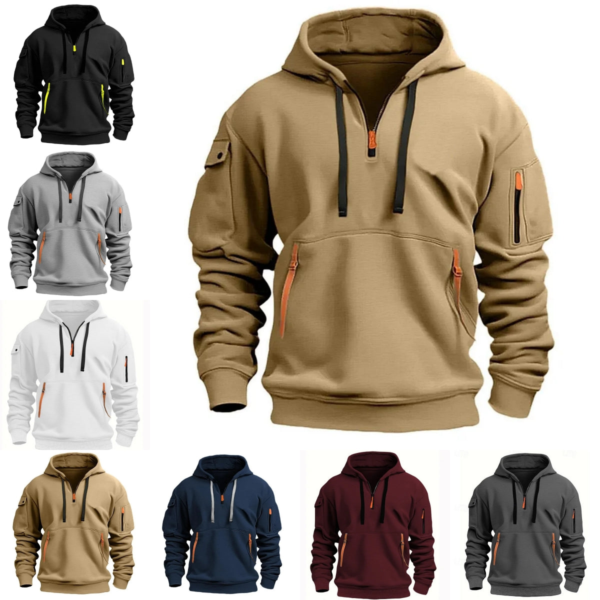 🔥😎【S-5XL】Sudadera con Cremallera y Capucha para Hombre – Estilo, Comodidad y Funcionalidad con Múltiples Bolsillos