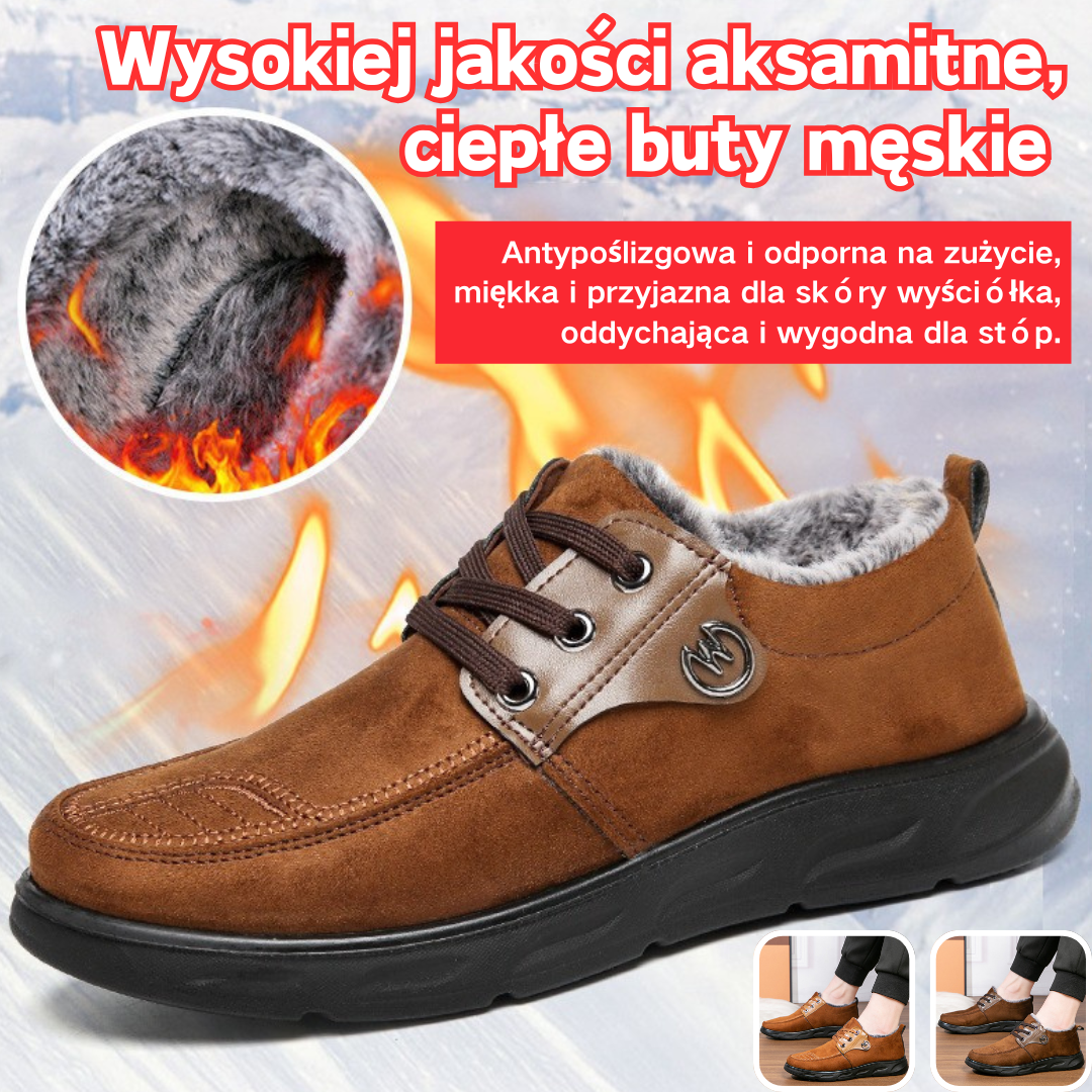 👞🏃🏻‍♂️【39-44】Nowe zimowe męskie buty zimowe z ociepleniem, pogrubioną miękką podeszwą, ciepłe, antypoślizgowe buty