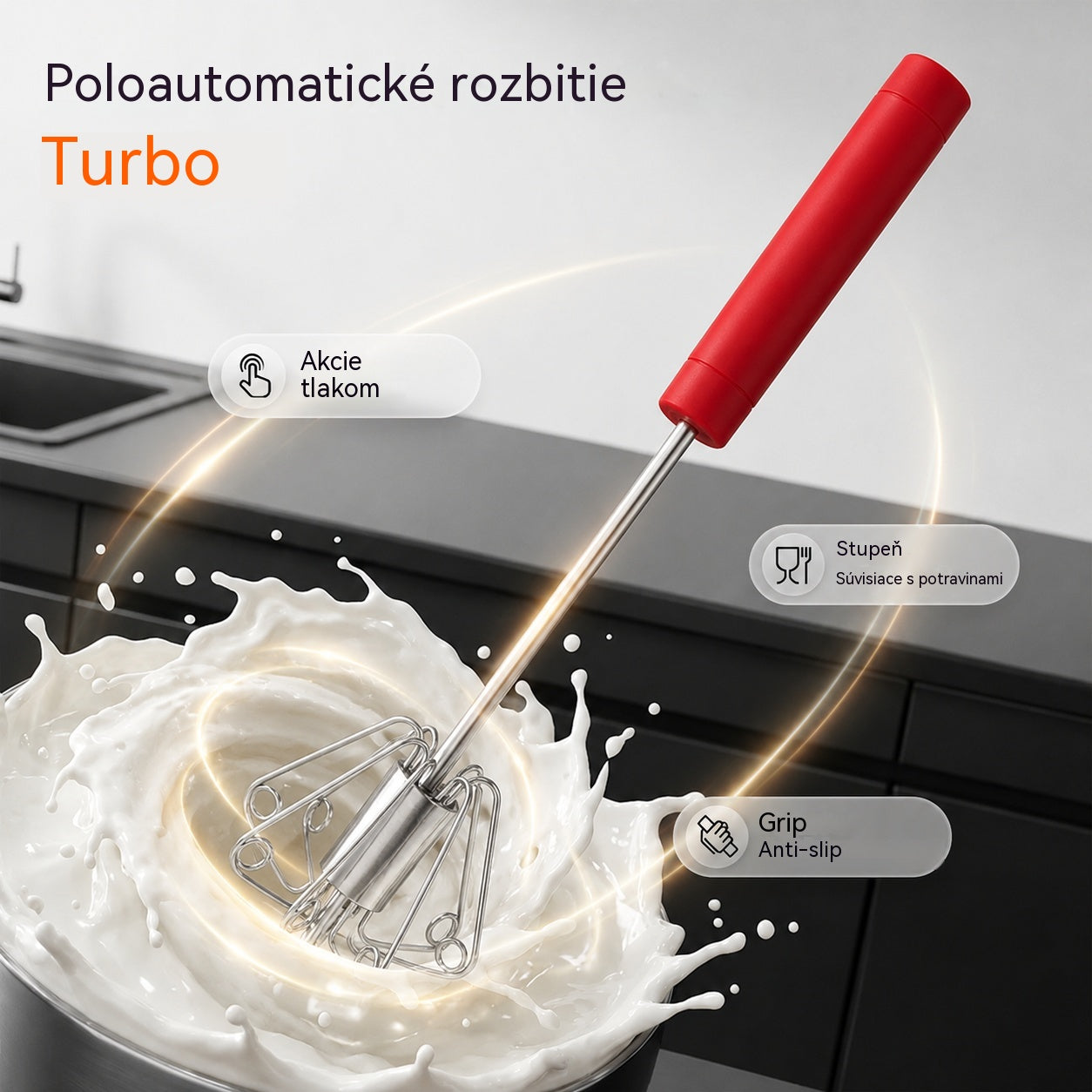 🥳Kúpte 1, získajte 1 zadarmo🥳🥚Poloautomatická manuálna metlička na vajcia: stlačte a roztočte – nie je potrebná elektrina. ✨🧁【2 položky】