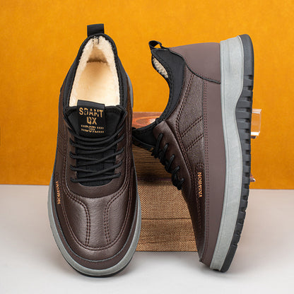⛄🔥【39-45】Zapatos deportivos casuales de invierno 2025 para hombre, nuevos, de cuero genuino, impermeables, con suela suave de terciopelo