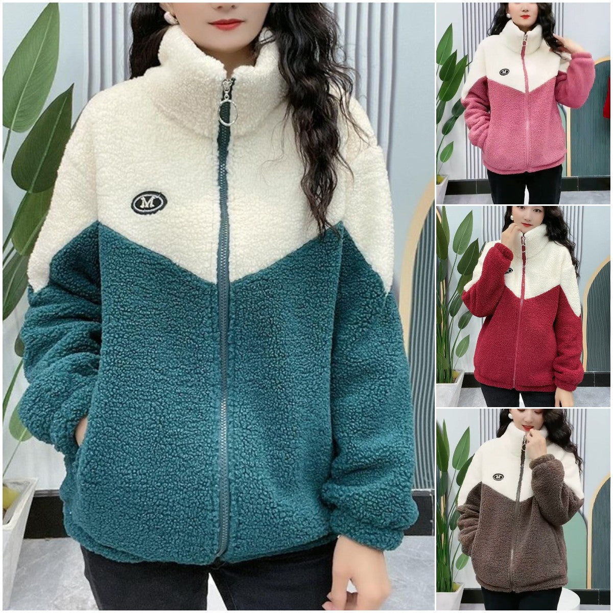 🔥【Zimske posebne ponudbe】🐏【M-4XL】Zimska flis jakna, bombažna jakna, ojačana bombažna jakna iz jagnječje volne, topla jakna