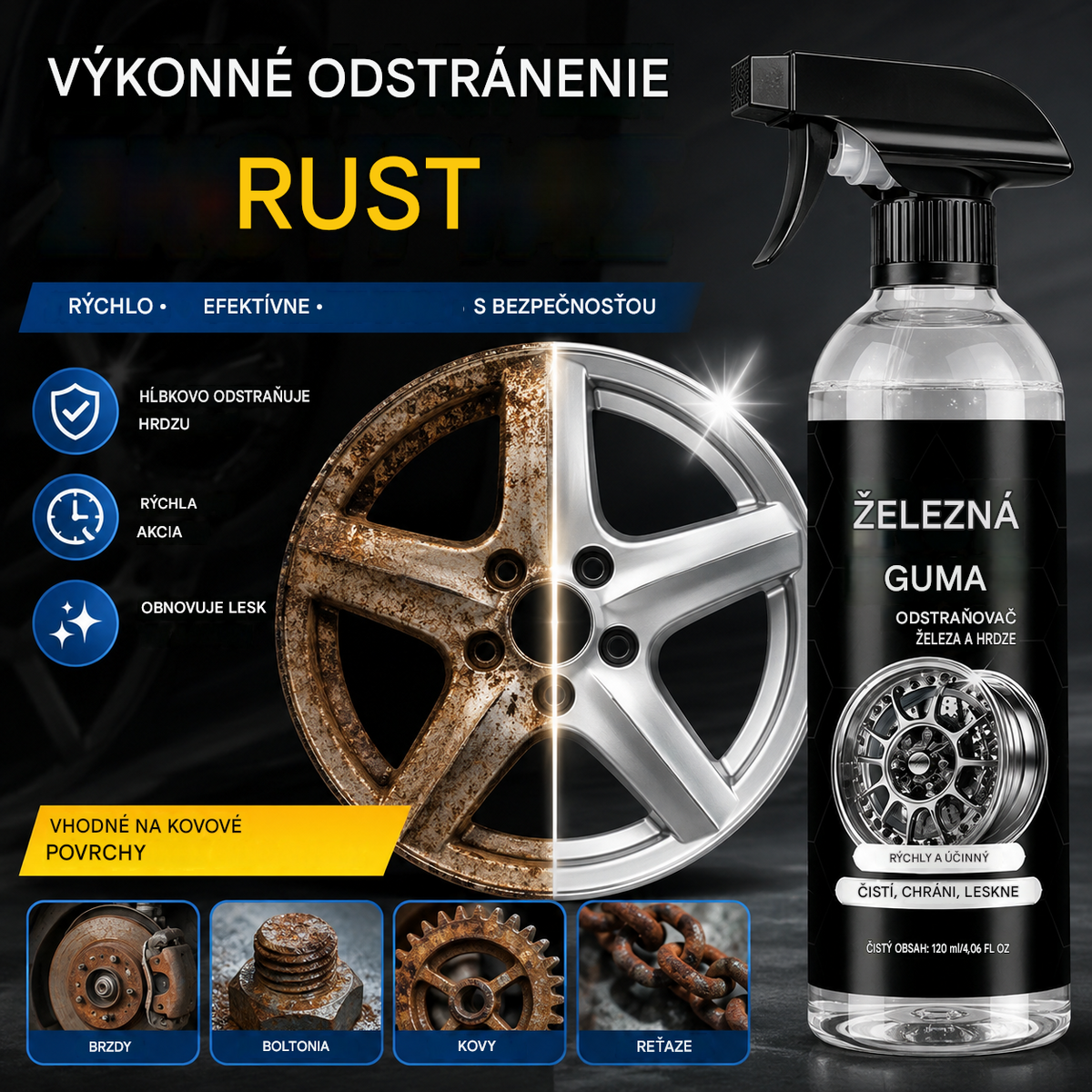 Profesionálny čistič hrdze a železa na autá