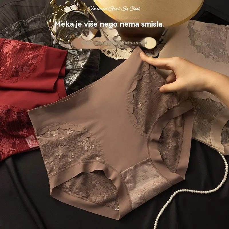 【5-dielna sada】【40-80 kg】Dámske vysoko elastické bezšvové čipkované nohavičky na kontrolu bruška, tvarovanie a zdvíhanie zadku – jeden kus od každej farby