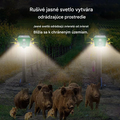 💥Solárny ultrazvukový repelent na zvieratá do exteriéru, repelent na vtáky s blikajúcim infračerveným svetlom s červenými a modrými LED diódami.