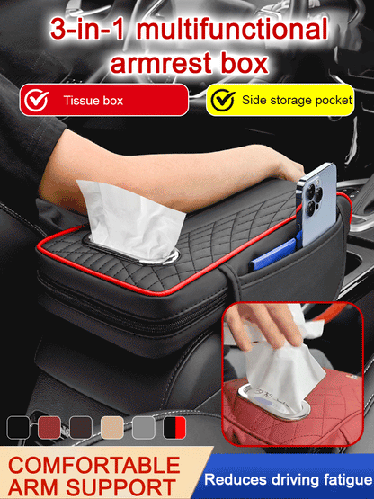 🧳 Multifunkčný kožený box na lakťovú opierku do auta – 3 v 1! 🚗💼