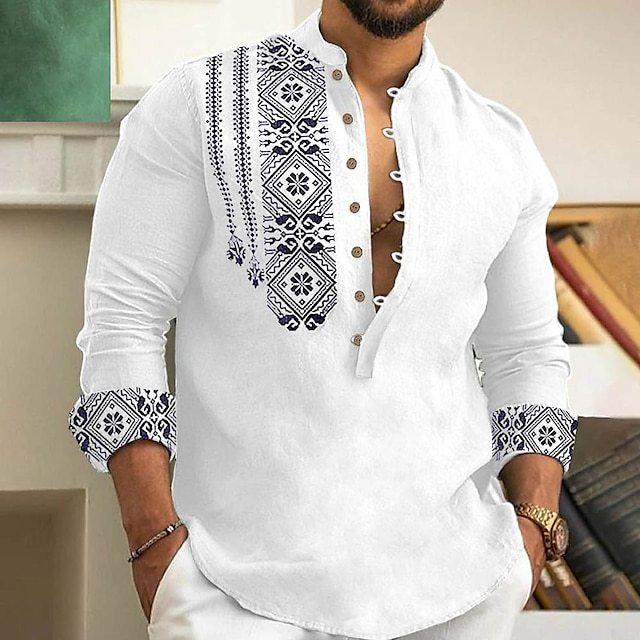 🏆🧥 Camisa moderna para hombre con cuello mao – diseño semiabierto, estilo casual y versátil para cualquier ocasión