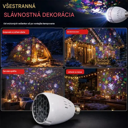 Farebný vianočný projektor – premieta veselé motívy na steny a strop, ideálny na výzdobu počas Vianoc