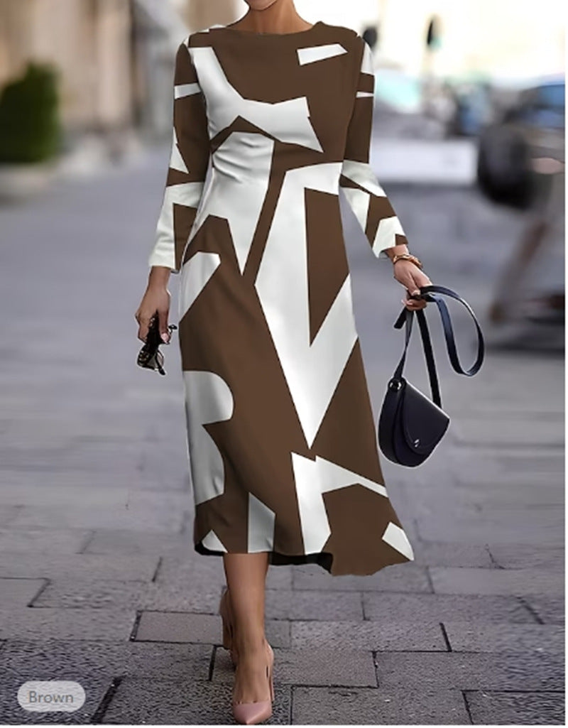 💥 【Najpredávanejšie】🍂👗 Jesenno-zimné šaty s geometrickou potlačou, módne a všestranné, teplé a pohodlné