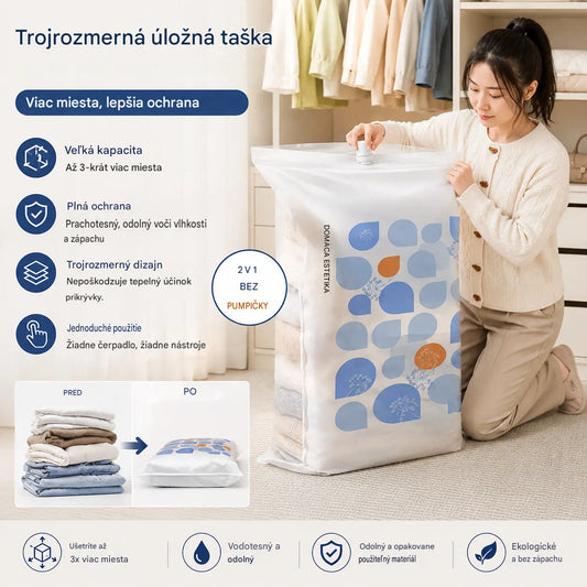 🧳✨【50*65*30 cm】【5-dielna sada】🤩Vákuové kompresné úložné vrecká, vákuové kompresné vrecká na paplóny, oblečenie a páperové bundy.