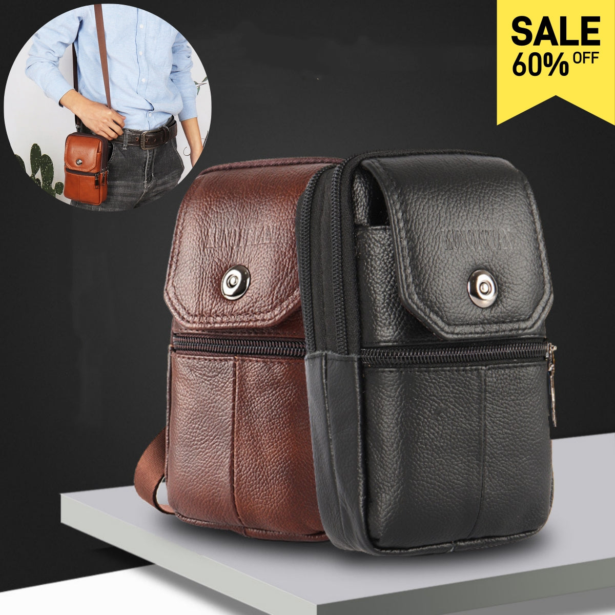 🔥📢✅ Нова мъжка мултифункционална чанта за телефон – 3в1: рамо, кръст, през рамо! Идеална за всекидневна употреба❗