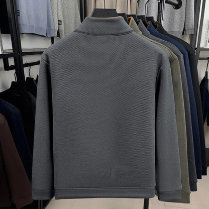 👨【50% отстъпка】🧥【S-3XL】Мъжки зимен плетен пуловер с висока яка, свободен модел, дебела комбинирана материя, пълен цип, подходящ за ежедневно носене, работа и пътувания, топъл и удобен.