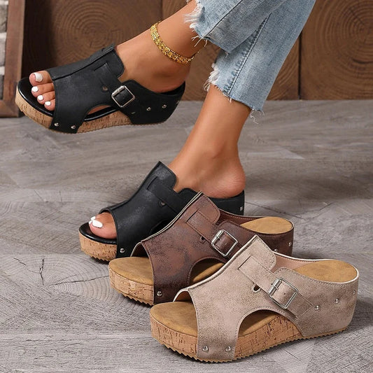 👡【50% OFF】🎀✨Elegantné dámske sandále na platforme s otvorenou špičkou – stabilné a pohodlné, ľahké a štýlové
