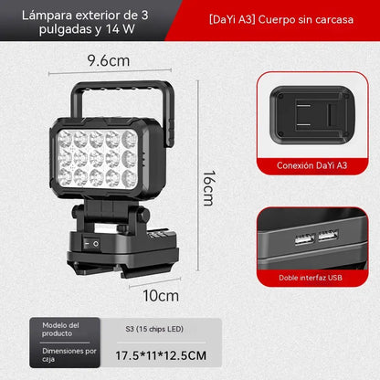 🔥💡Baterka napájaná lítiovým akumulátorom s USB rozhraním, vhodná na opravy áut a pod.