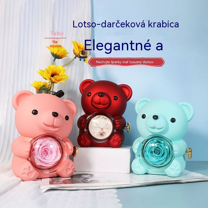 ✨Preslatki medvjedić s očuvanom ružom - Medvjedić ukrašen pravom ružom, u prekrasnoj poklon kutiji - Romantičan poklon za Majčin dan, vjenčanja, godišnjice, djevojačke večeri, Božić i Valentinovo.