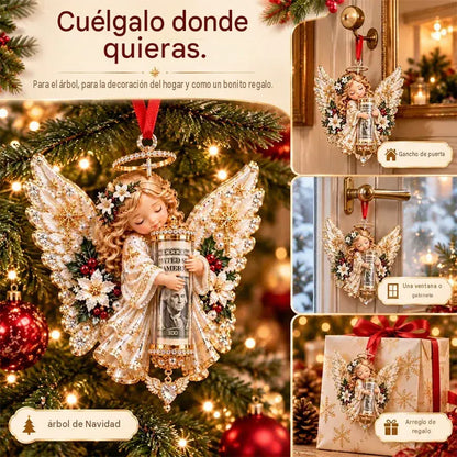 🎁 Juego de 5 piezas ✨ Adornos navideños con ángeles, que también se pueden usar como organizadores de monedas.