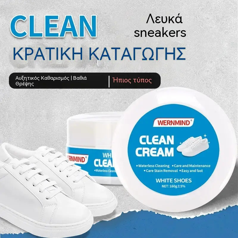 🔥🎁Bezvodý čistiaci krém na biele topánky s hubkou – bez prania, bez vody, jednoduché použitie každý deň.