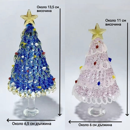 🎄🎁【Купете 1, вземете 1 безплатно】🎅Ръчно изработена стъклена коледна елха – изящни цветни орнаменти, фин ръчен релеф и елегантен празничен декор за дома