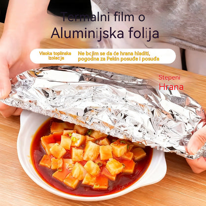 📢📢 50% POPUSTA!⏰【100 komada】 Izolacijski poklopac od aluminijske folije - Brzo se postavljaju, savršeno prianjaju i čuvaju svježinu hrane.