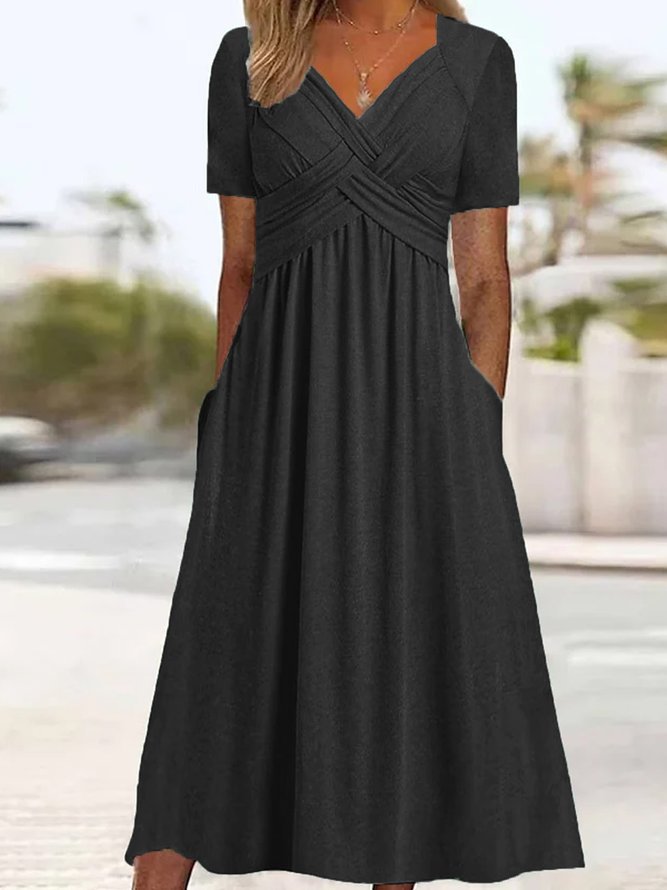 👍👍【50% OFF】💐👗【S-3XL】2026 jarné a letné nové jednofarebné módne jednoduché ležérne šaty – mäkký materiál a voľný strih, ideálne na voľný čas