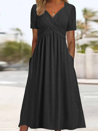 👍👍【50% OFF】💐👗【S-3XL】2026 jarné a letné nové jednofarebné módne jednoduché ležérne šaty – mäkký materiál a voľný strih, ideálne na voľný čas