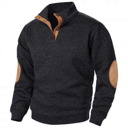 🔥【Especiales de otoño】💥Nueva Sudadera de Cuello Alto para Hombre – Estilo Casual, Cómodo y Cálido con Detalles de Cuero, Disponible en Tallas S-3XL