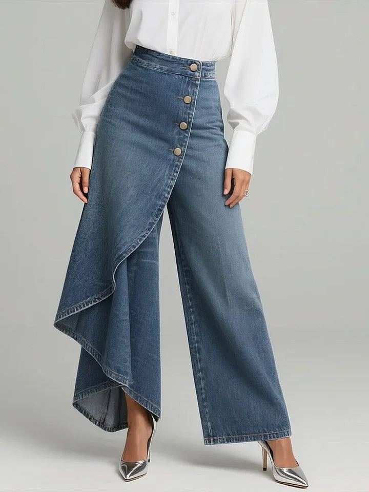 👖【50% zľava】🥇Dámske rifle s vysokým pásom a širokými nohavicami, voľný strih, elegantný dizajn.