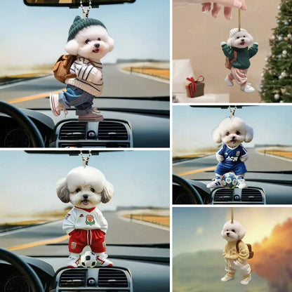 🐶[5/10 piezas] Colgante de cachorro de peluche, colgante de acrílico para interior de coche, colgante plano para espejo retrovisor de coche, decoración