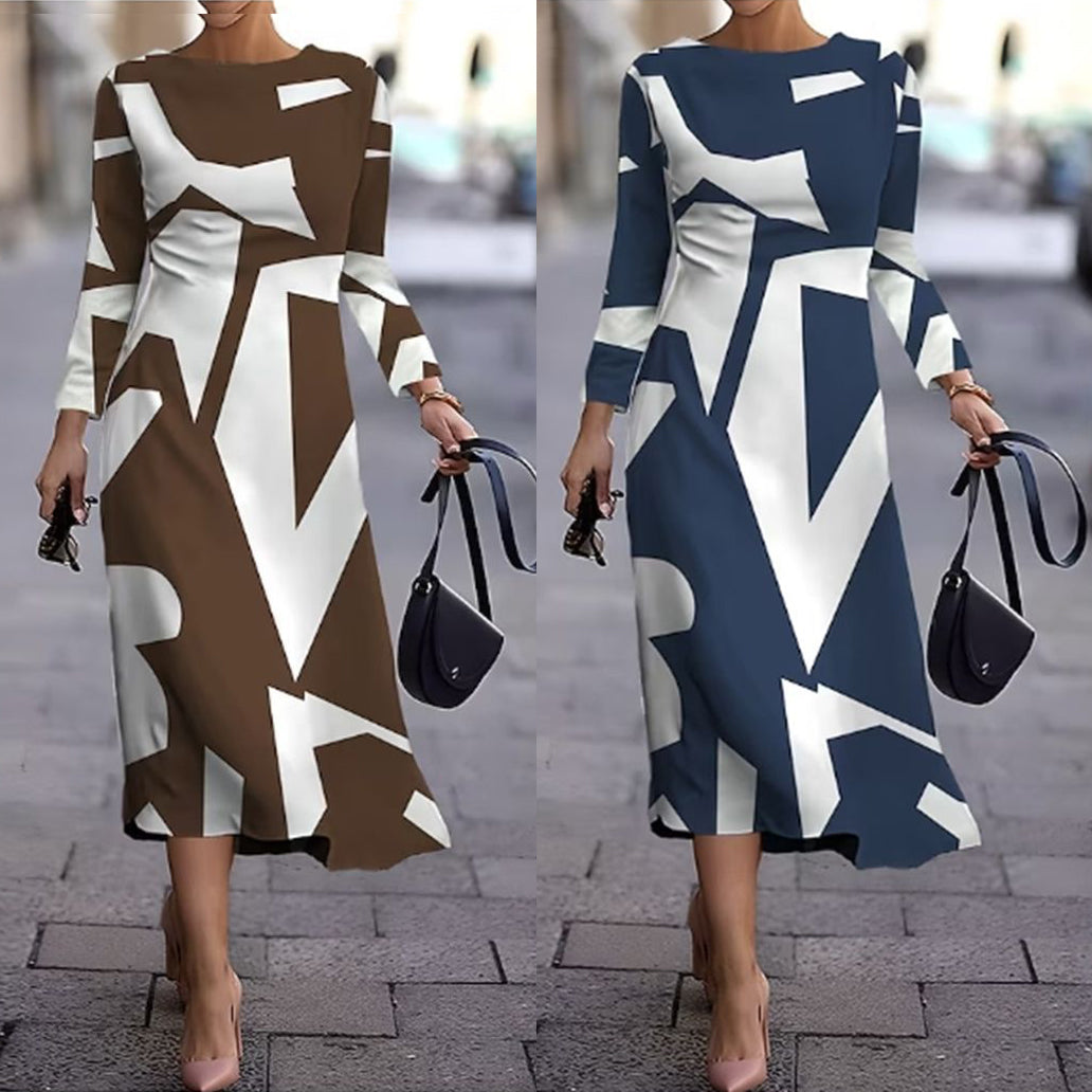 💥 【Najpredávanejšie】🍂👗 Jesenno-zimné šaty s geometrickou potlačou, módne a všestranné, teplé a pohodlné