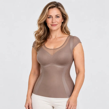 【L – 2XL / 3 farby】 Ľahká jesenná/zimná tvarujúca vesta – formuje brucho, podopiera prsia a má riasený dizajn; nie je potrebná podprsenka; s jemne brúsenou vnútornou vrstvou