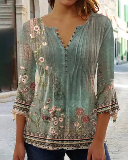 👚【S-5XL】🌺 Elegantná dámska blúzka s kvetinovým vzorom – pohodlná a štýlová na každý deň, ideálna na jar a leto