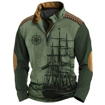 😎【S-5XL】Moški pulover s kapuco in polovično zadrgo, 3D potisk, udoben, topel in moderen za hladne dni