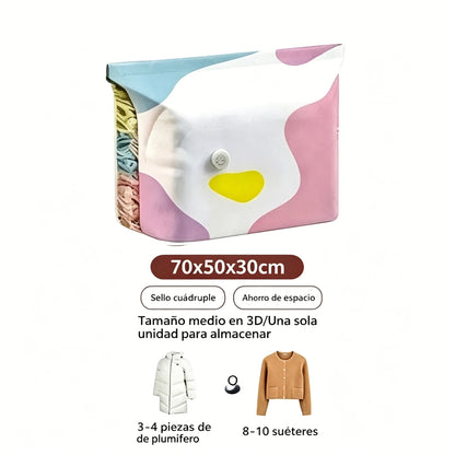 🧳【Juego de 5 piezas】💨 Bolsa de almacenamiento al vacío grande y compresible: no requiere bomba ✈️