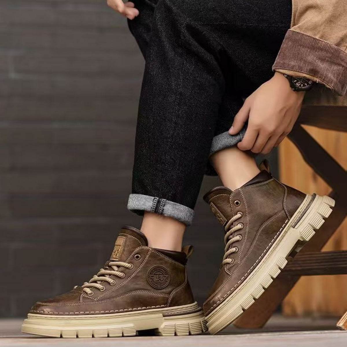 💪【Oferta especial por tiempo limitado】Botas altas retro para hombre estilo británico, otoño e invierno