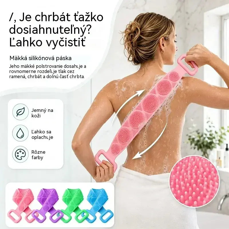 🔥Kúpte 1, 1 dostanete zadarmo🔥🛁 Obojstranná silikónová rukavica do kúpeľa – extra dlhá telová drhnúca hubka pre jednoduché čistenie chrbta