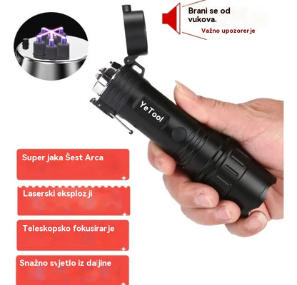 🎁【Najprodavaniji novi proizvodi】 🔦 2-u-1 baterijska lampa za samoobranu s lukom | Zaštita od agresora, punjiva i višenamjenska! 🛡️💪