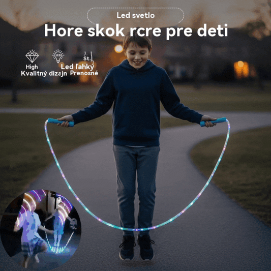 🏃【Kúpte 1, získajte 1 zadarmo】🌈 LED svietiace švihadlo pre deti – Farebné svetlá pre zábavu a motiváciu, podporuje aktivitu a koordináciu, ideálne pre deti všetkých vekových kategórií! (2 položky)