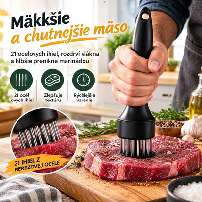 21-hranná ihla na zmäkčovanie mäsa z nehrdzavejúcej ocele na steaky, grilovanie a varenie.
