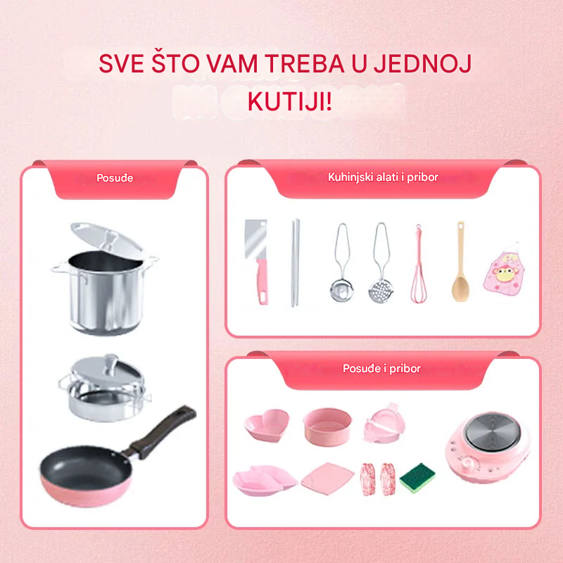 🎁【Najlepší darček pre deti - 50% popusta】🍳 Dječja mini kuhinja za igru – sigurna i edukativna igračka za kreativno učenje i beskrajnu igru kuhanja