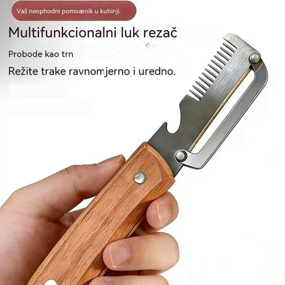 ✅【Kupite 1, dobijte 1 gratis!】🧅🔪 Višenamjenska kuhinjska gulilica 3 u 1: Guli, reže i otvara čepove boca! 🔥