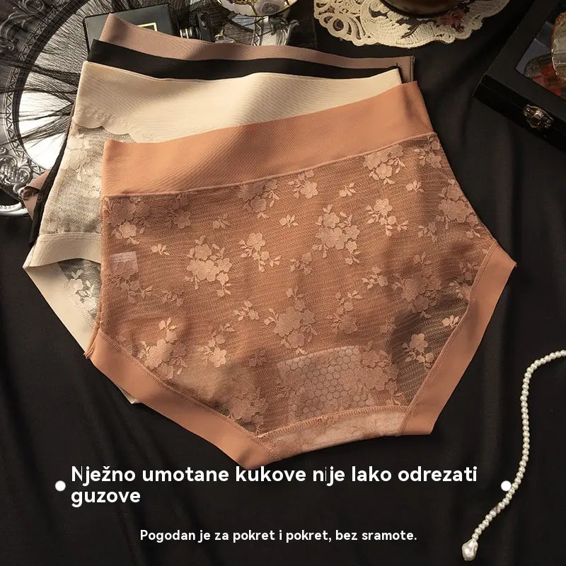 【5-dielna sada】【40-80 kg】Dámske vysoko elastické bezšvové čipkované nohavičky na kontrolu bruška, tvarovanie a zdvíhanie zadku – jeden kus od každej farby