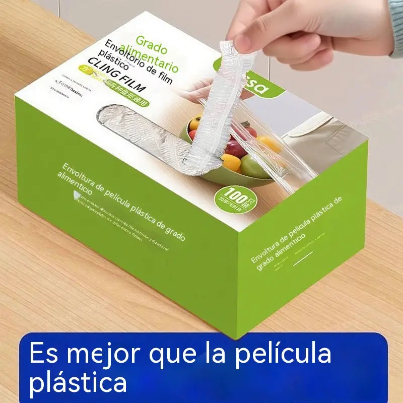 Extra grueso, paquete de 4 cajas (400 piezas)-28€-Cubiertas elásticas antibacterianas para alimentos; bolsas desechables de grado alimentario para almacenamiento en cocina o refrigerador.