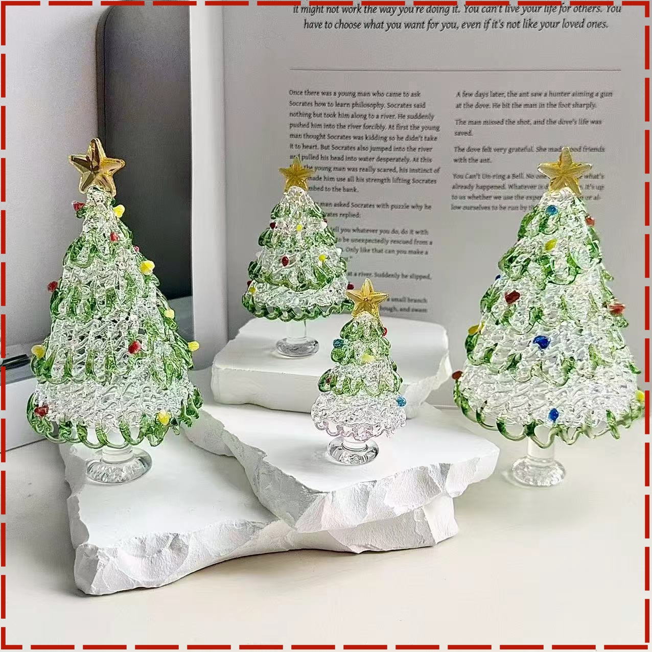 🎄🎁【Купете 1, вземете 1 безплатно】🎅Ръчно изработена стъклена коледна елха – изящни цветни орнаменти, фин ръчен релеф и елегантен празничен декор за дома