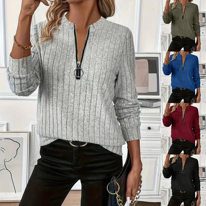 😍【S-2XL】💥 Nový módny jednoduchý pletený sveter s dlhými rukávmi a zipsom z roku 2025