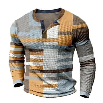 🌴🌈【50% de descuento🔥】【S-4XL】👔😍 Nueva colección de camisas para hombre con estampado, de manga larga, estilo relajado Henry, disponibles en varios colores.