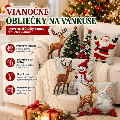 🔥【Súprava 4 kusov】🎅Vianočná ponuka – zľava 50%🎄Vankúše s vianočným motívom