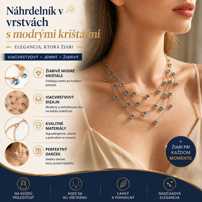 📢📢 Zľava 50 %! ✨ Dámsky viacvrstvový trblietavý prívesok v tvare kľúčnej kosti