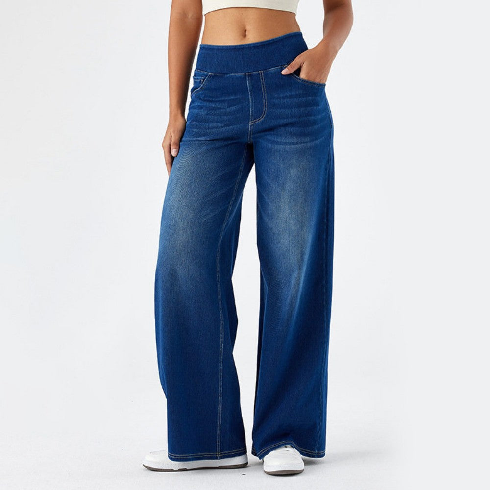 👖【50% zľava】🥇Nové jarné dámske džínsy s vysokým pásom a širokými nohavicami – elegantný a módny dizajn
