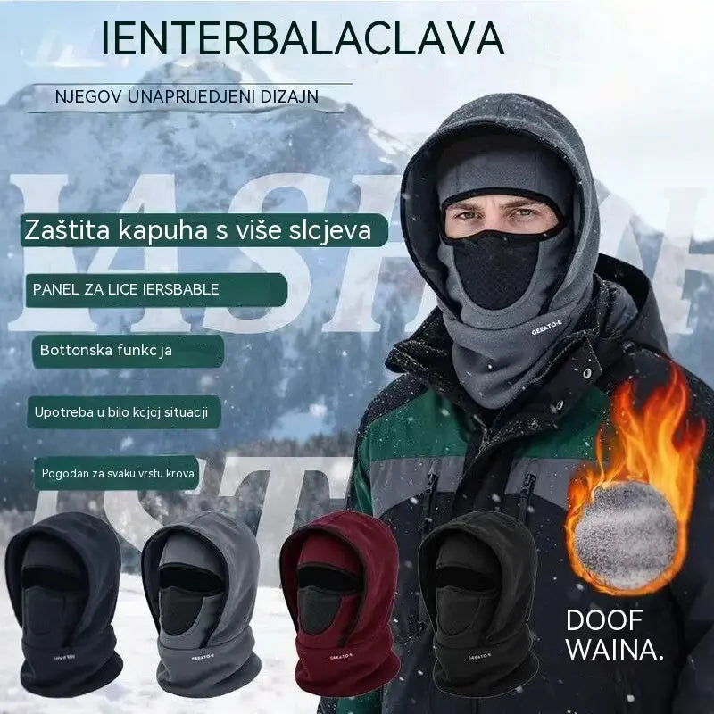 🎉🧣❄️ Topla, dvoslojna kapa od flisa otporna na vjetar koja štiti lice – idealna za zimu.